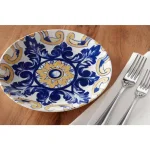 Home Decorators Collection Lisbon 4-Piece Twilight Blue and Mustard Yellow Salad Plate Set thumbnail 3
