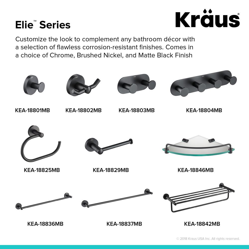 Kraus Elie Double Robe and Towel Hook, Matte Black