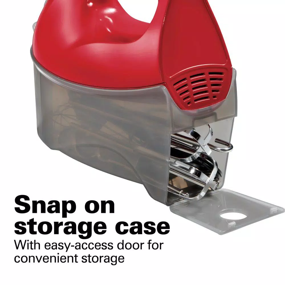 Hamilton Beach Ensemble 6-Speed Hand Mixer with Snap-On Storage Case, Red