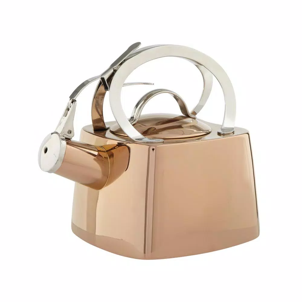 Old Dutch DuraCopper 1.7 Qt. Stovetop Tea Kettle, Copper Finish 18/8 Stainless Steel, Induction Safe