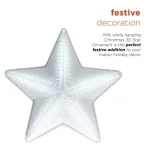 Alpine Corporation 19 in. LED Christmas 3D Hanging Star Ornament, White thumbnail 4