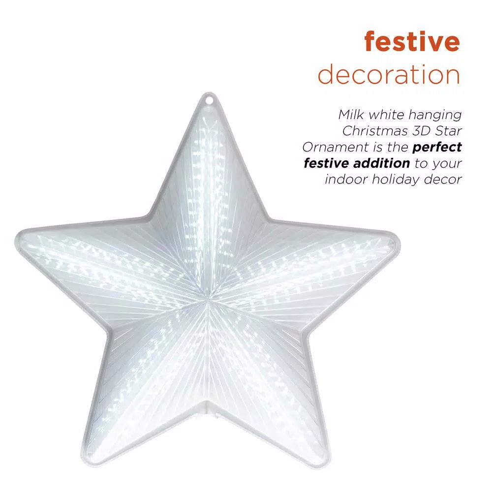 Alpine Corporation 19 in. LED Christmas 3D Hanging Star Ornament, White