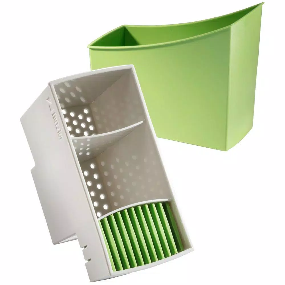 Hutzler Cutlery Drainer and Flatware Caddy with Knife Slots, Green