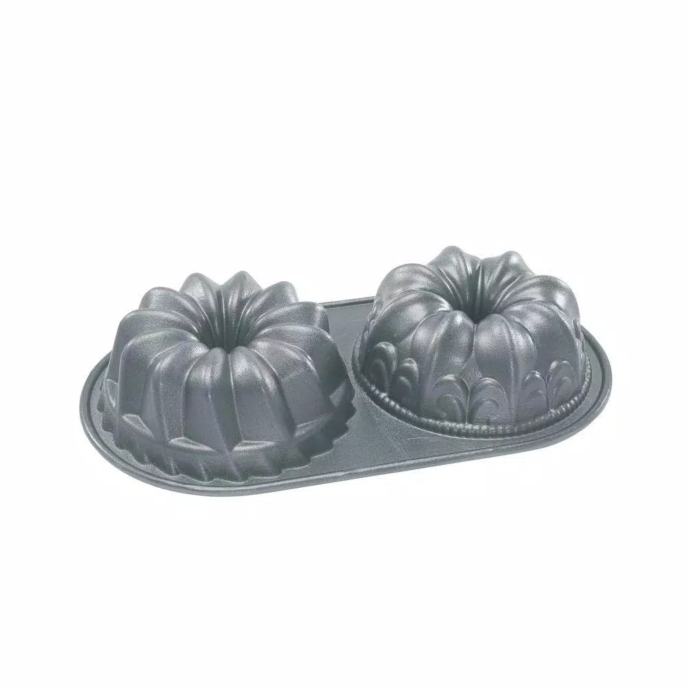 Nordic Ware Fluted Duet Bundt Pan - Dual Cavity Cast Aluminum Nonstick Cake Pan