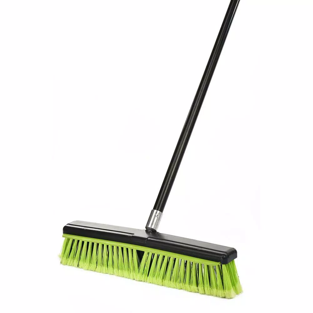 Alpine Industries 18 in. 2-in-1 Squeegee Push Broom, Green Multi-Surface Indoor/Outdoor