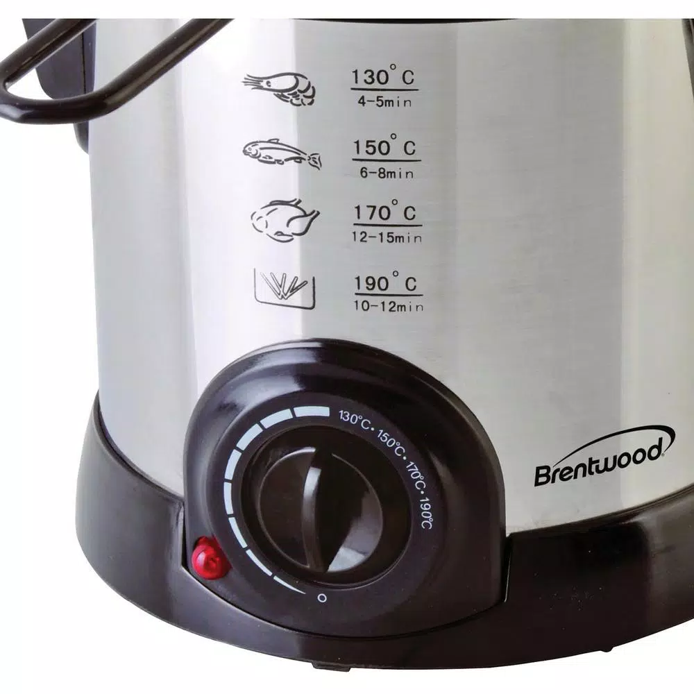 Brentwood 1.1 Qt. Stainless Steel Electric Deep Fryer, 1000W, 1L Capacity