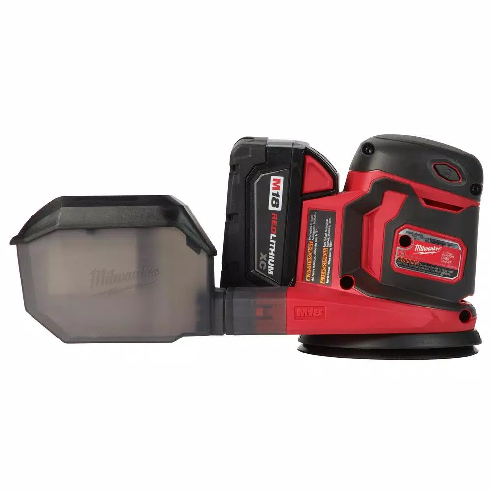 Milwaukee M18 18V Lithium-Ion 5 in. Cordless Random Orbit Sander Kit with 3.0Ah Battery, Charger and Bag