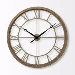 Mercana Mething 31.5 in. Oversized Farmhouse Wood Wall Clock with Roman Numerals thumbnail 2