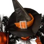 National Tree Company 24 in. Halloween Witch Wreath with Witch Hat, Striped Legs, and Glittered Broom thumbnail 4