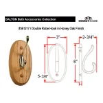 Design House Dalton Double Robe Hook in Honey Oak and Brass thumbnail 4