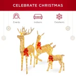 Best Choice Products 60 in. LED Metal Reindeer Family Christmas Yard Decoration, 3-Piece Set with Warm White Lights thumbnail 3