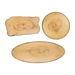 Honey-Can-Do 3-Piece Rustic Melamine Serving Tray Set, Wood-Like Finish, Assorted Shapes thumbnail 2