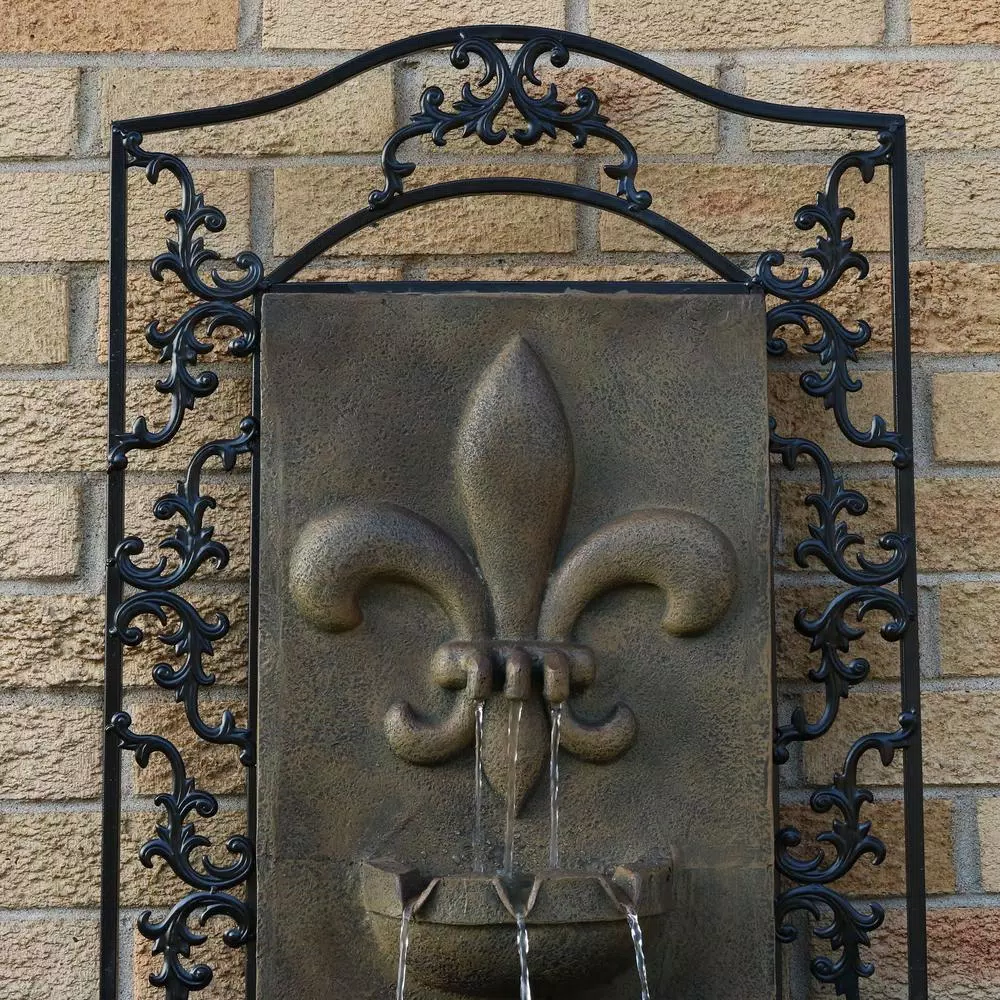 Sunnydaze Decor French Lily Florentine Stone Electric Outdoor Wall Fountain