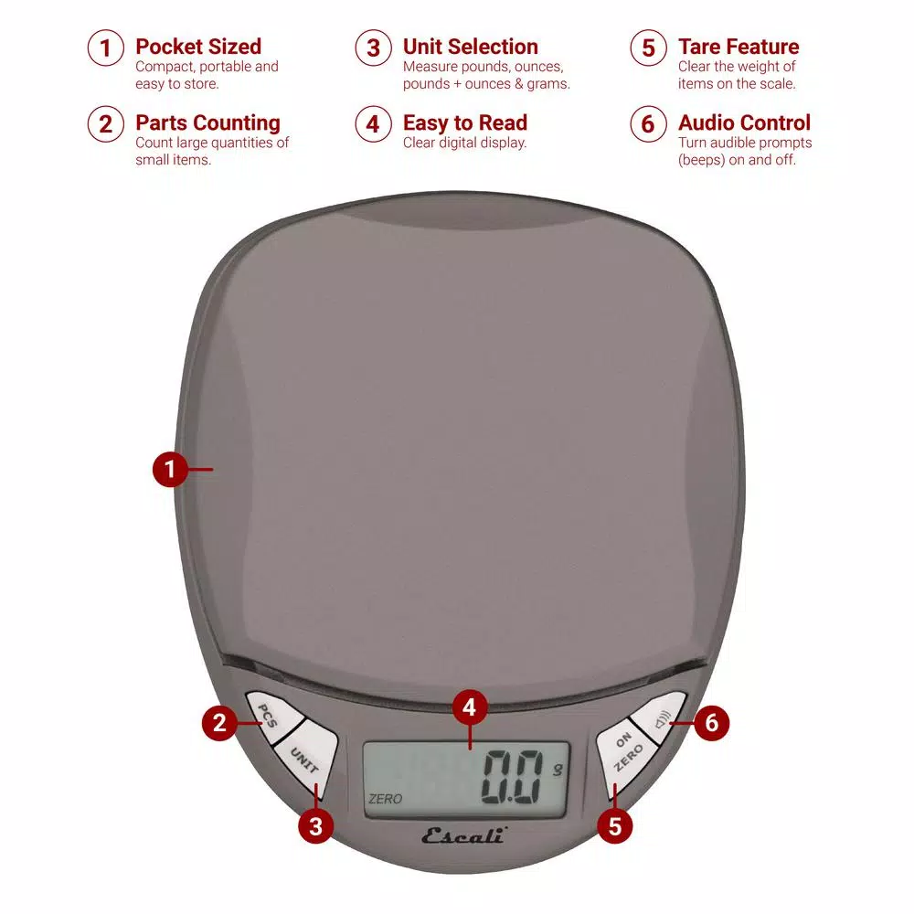 Escali Pico High Precision Pocket Scale, Ultra-Sensitive Mini Digital Scale