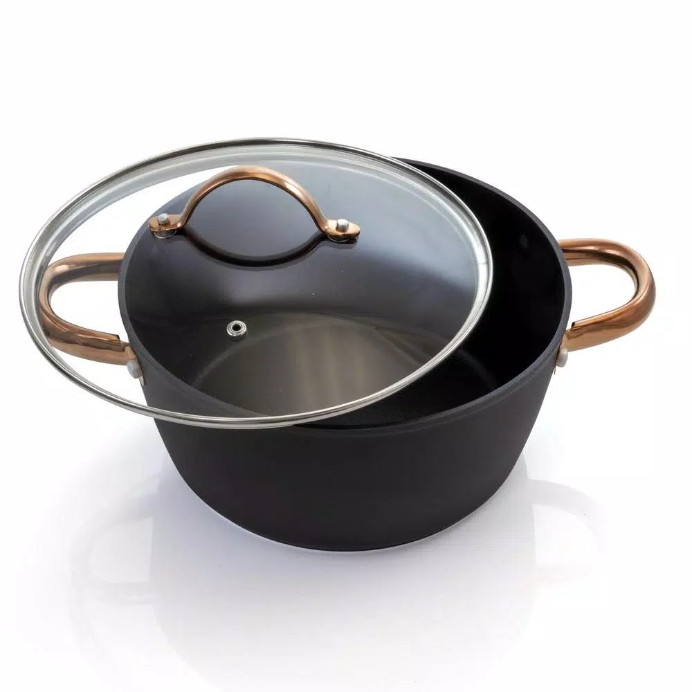 Oster Allsberg 10-Piece Aluminum Nonstick Cookware Set with Bronze Handles, Black and Bronze