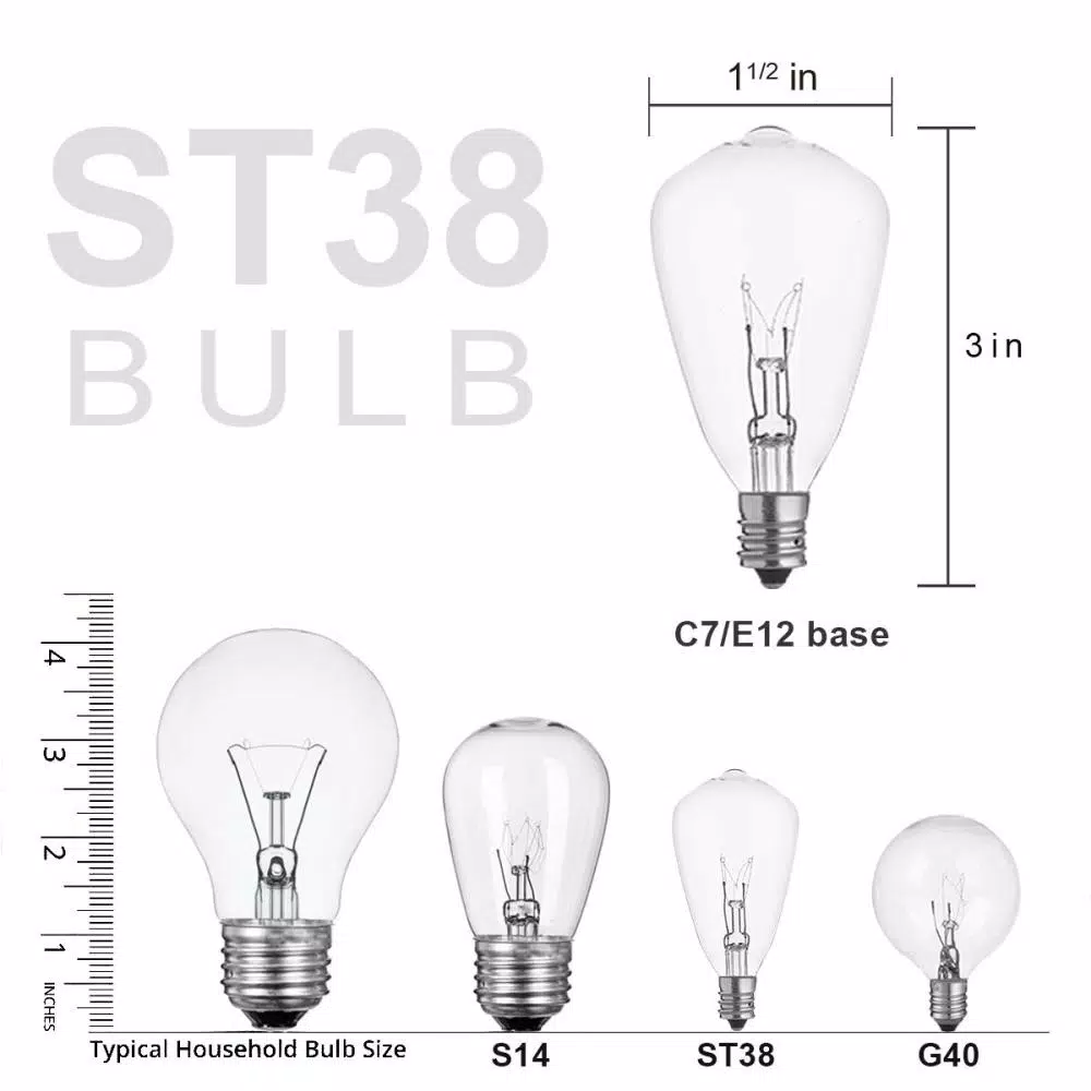 ALEKO's 25 ft. Traditional Patio String Cafe Lights, 25 Warm White Incandescent Bulbs, Indoor/Outdoor Weatherproof