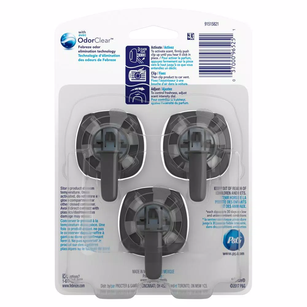 Febreze Car Air Freshener Vent Clips, Gain Original Scent, 3-Count