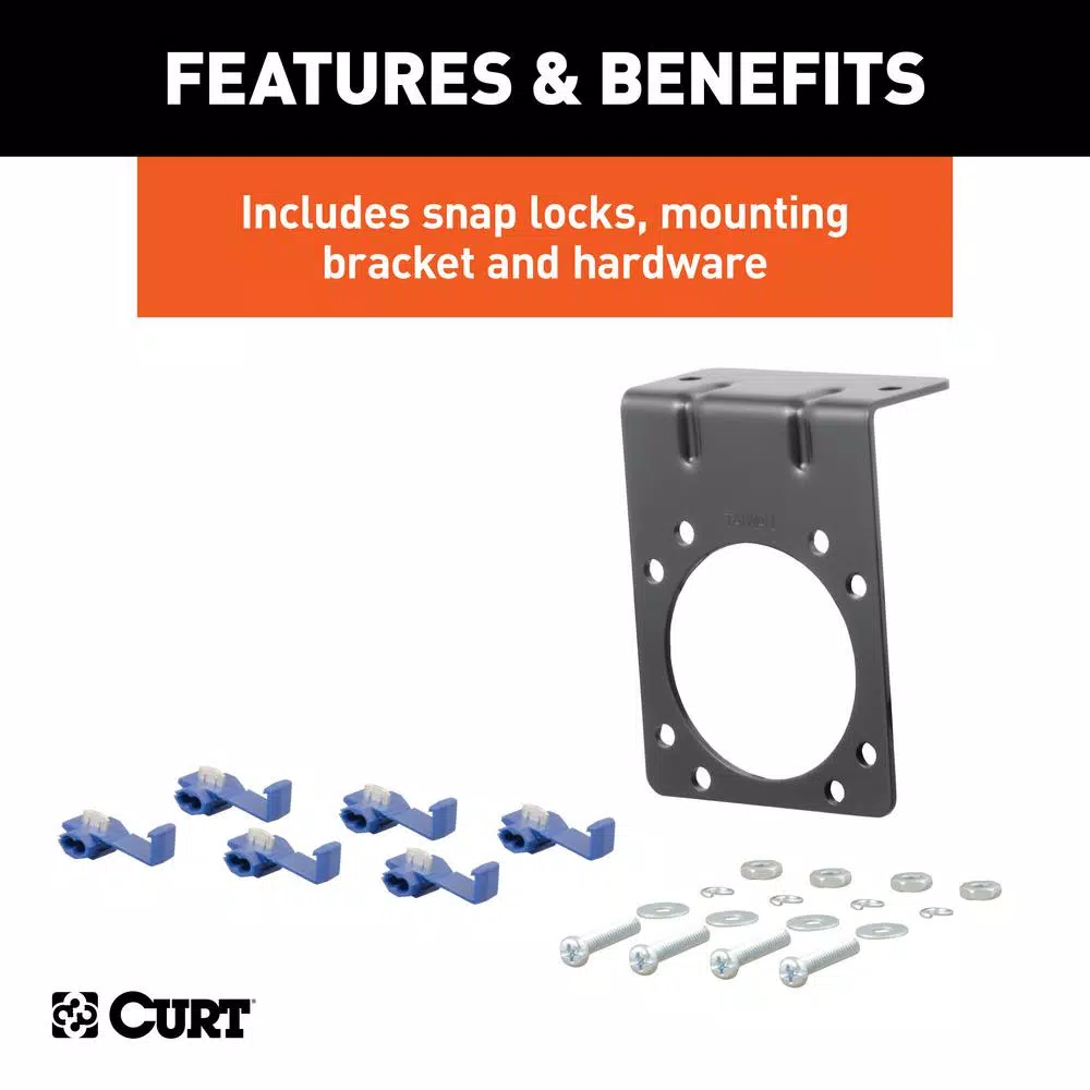 CURT 7-Way RV Blade Connector Plug & Socket Kit with Hardware