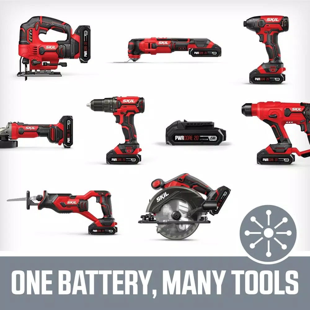 SKIL 20V PWRCORE SDS Plus Rotary Hammer Drill Kit with 2.0 Ah Battery and Charger