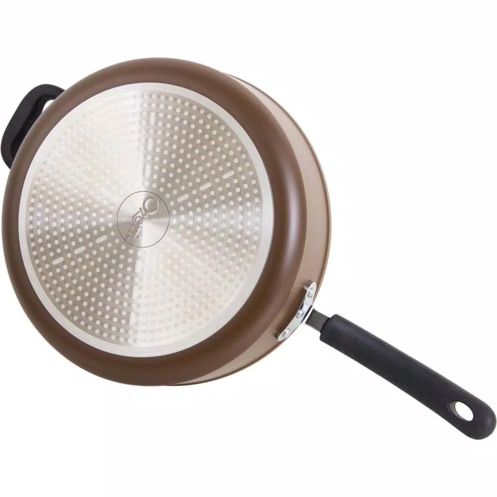 Ozeri Stone Earth 5.3 Qt. Aluminum Ceramic Nonstick Sauce Pan with Glass Lid, Coconut Brown