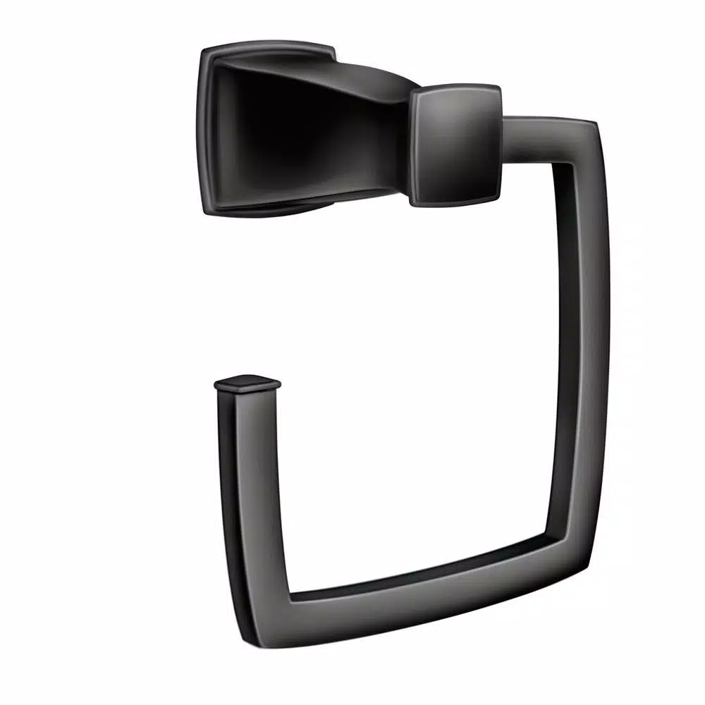 Moen Hensley 3-Piece Matte Black Bath Hardware Set with 24 in. Towel Bar, Paper Holder, and Towel Ring