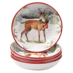 Certified International Winter Lodge Multicolored Earthenware 36 oz. Soup Bowls, Set of 4 thumbnail 1