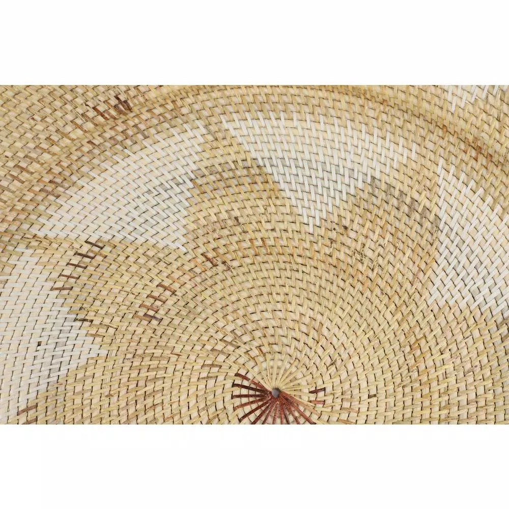 LITTON LANE Set of 3 Round Palm Wicker Basket Wall Trays - Beige and White Floral Star Design