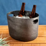 Honey-Can-Do Hammered Aluminum Beverage Tub with Handles - Glossy Black thumbnail 7