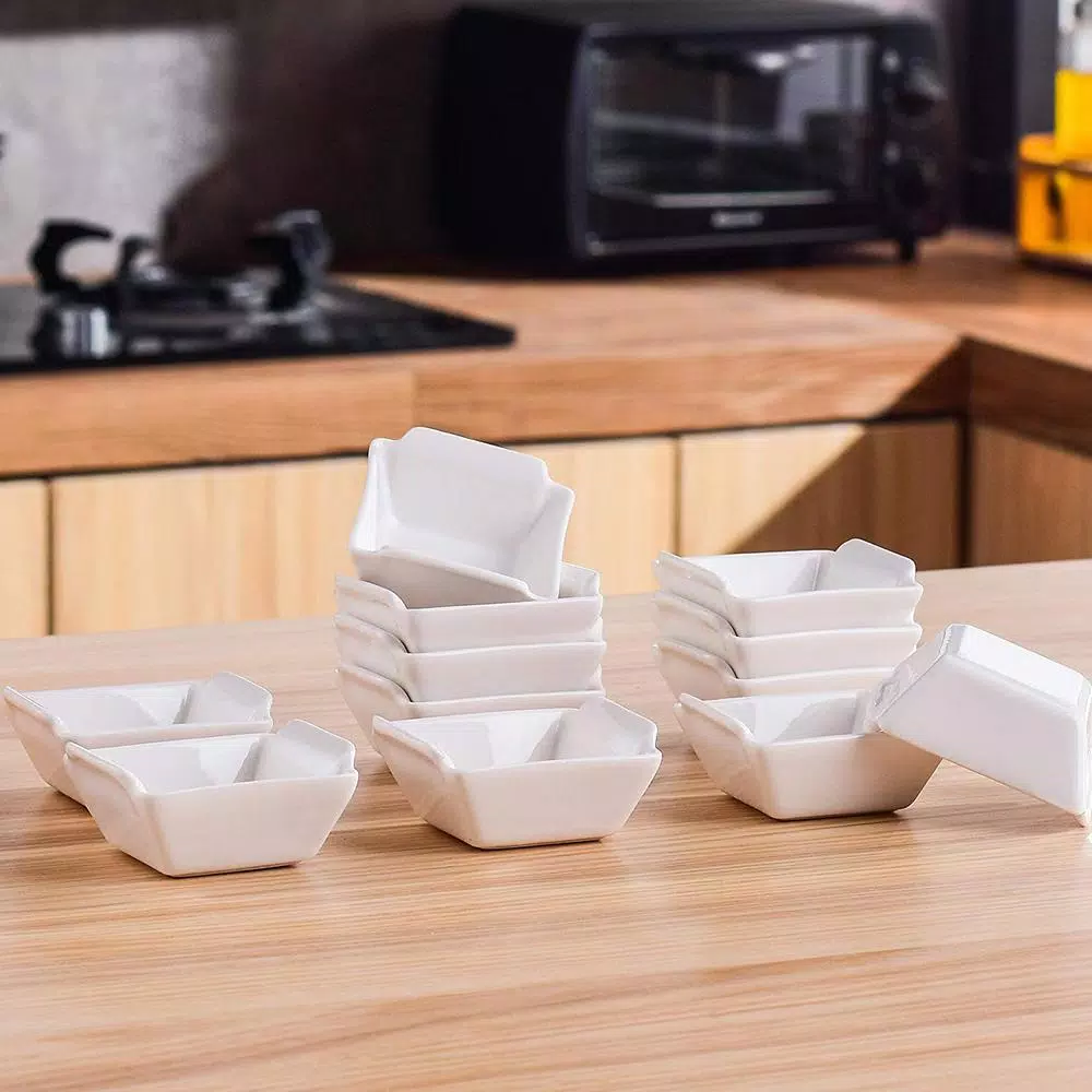 MALACASA 2.5 in. White Porcelain Ramekins Set of 12, Ceramic Souffle Dishes and Serving Bowls