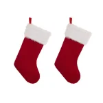 Glitzhome 20 in. Red Polyester Knitted Dog Stocking with Faux Fur Cuff (2-Pack) thumbnail 1
