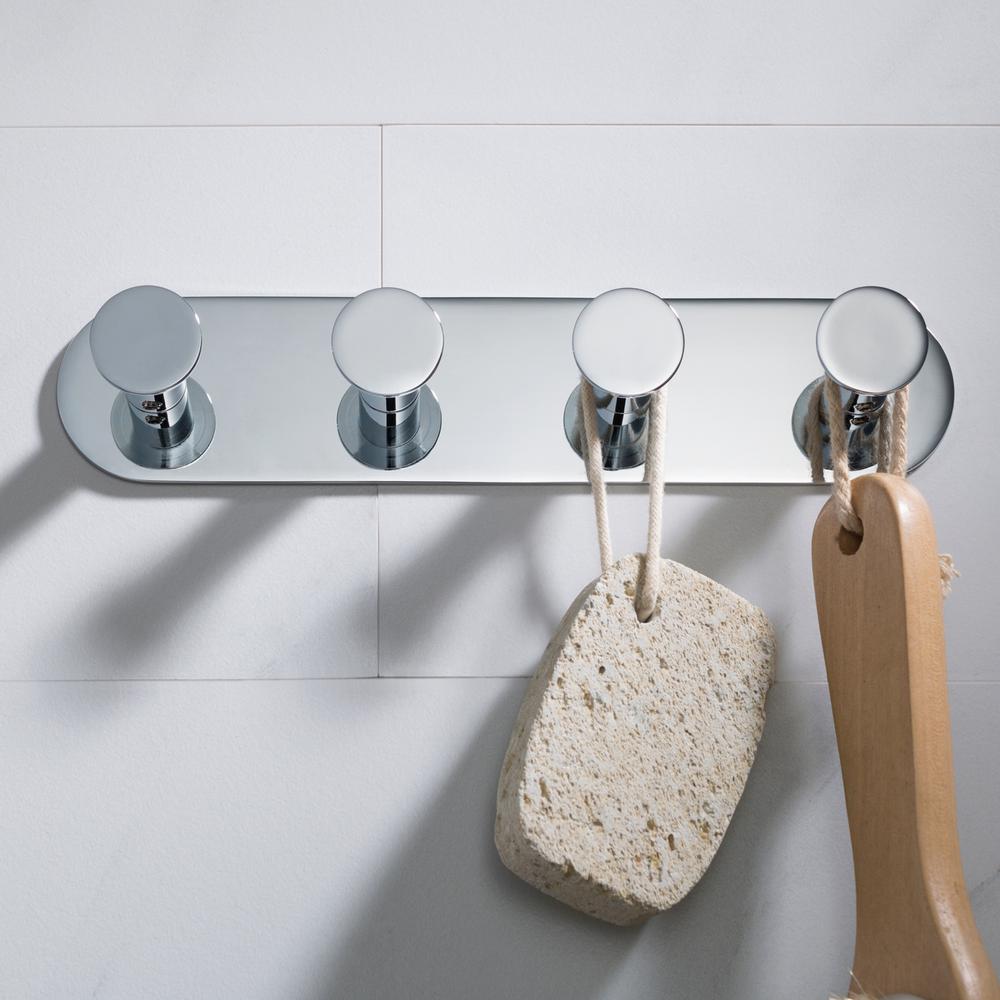 KRAUS Elie 4-Hook Bathroom Robe and Towel Rack, Chrome