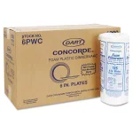 DART Concorde 6 in. White Foam Plastic Plates, Non-Laminated, 1000 Count Case thumbnail 2