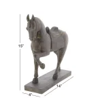 LITTON LANE 15 in. Decorative Horse Sculpture in Antique Brown Polystone thumbnail 3
