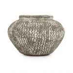 Zentique Cement Wavy Grey Small Decorative Vase - Distressed Zig Zag Texture thumbnail 1
