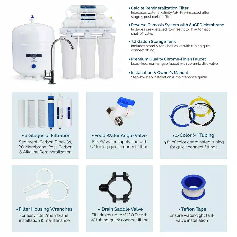 Olympia Water Systems 6-Stage Alkaline Reverse Osmosis Under-Sink Water Filtration System