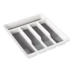 Lavish Home 5-Compartment White Silverware Drawer Organizer with Non-Slip Rubber Liner thumbnail 1