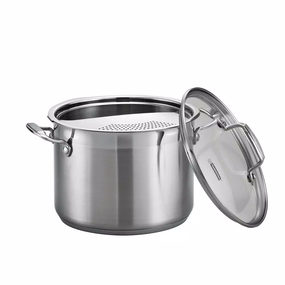 Tramontina Gourmet 6 Qt. Stainless Steel 3-Pc Pasta Cooker Set with Glass Lid