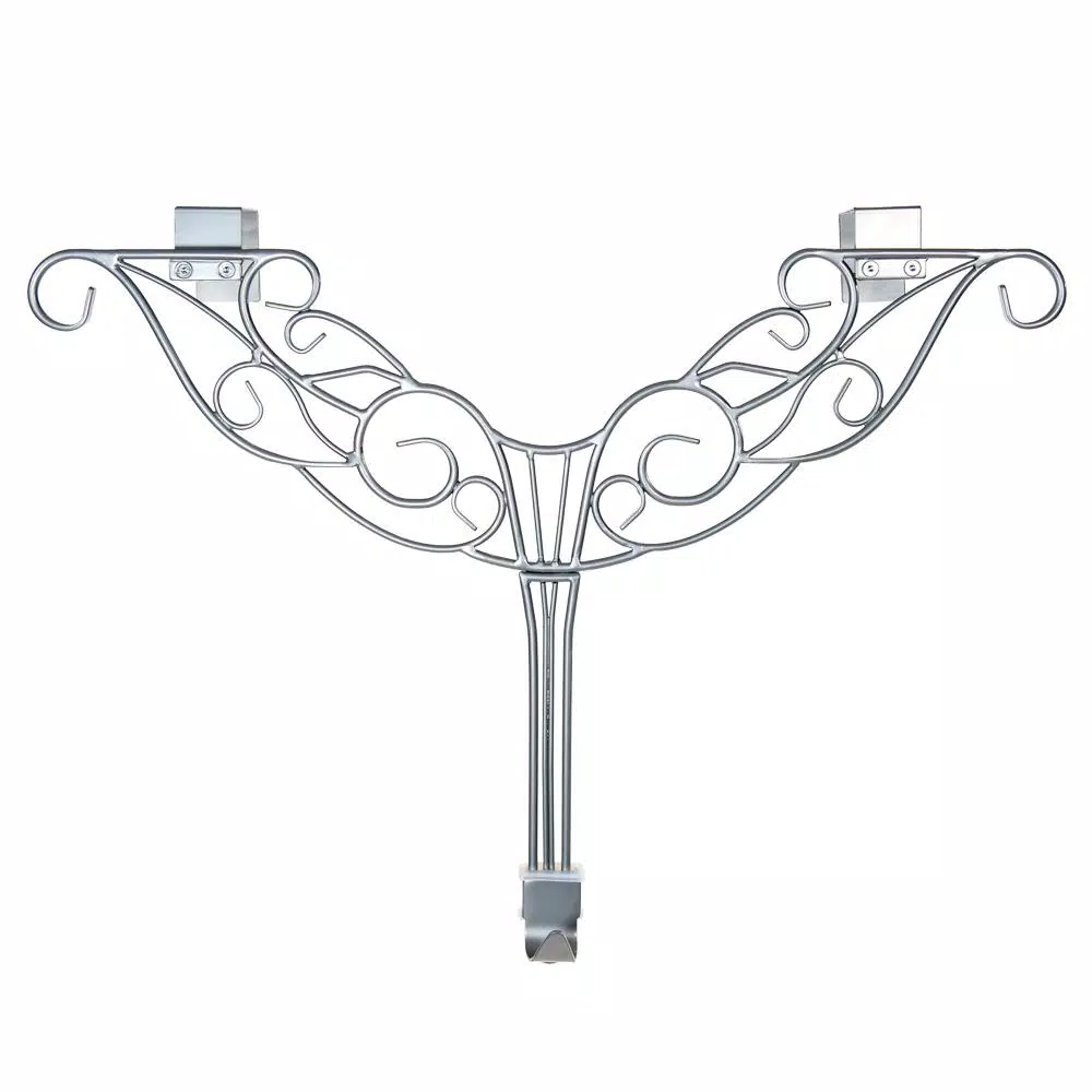Village Lighting Company 19 in. Silver Antler Adjustable Wreath Hanger, Durable Wrought Iron