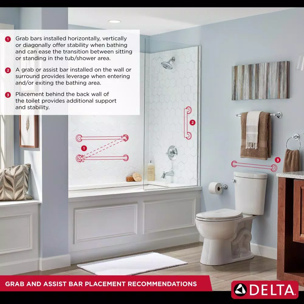 Delta Decor Assist Traditional 24 in. Towel Bar with Integrated Assist Bar, Stainless Steel
