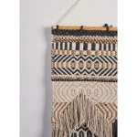 LR Home Trellis Beige and Charcoal Geometric Braided Fringed Wall Tapestry thumbnail 5