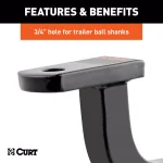 CURT Class 2 Ball Mount, 1-1/4" Shank, 5" Rise, 3,500 lbs Capacity thumbnail 7
