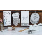 Kay Dee Lisa Audit Watercolor Floral Gray Cotton Kitchen Textile Set - 4 Piece Set thumbnail 6