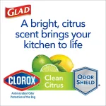 Glad ForceFlex 13 Gallon Tall Kitchen Trash Bags with Clorox Antimicrobial Protection, Clean Citrus, 40-Count thumbnail 5