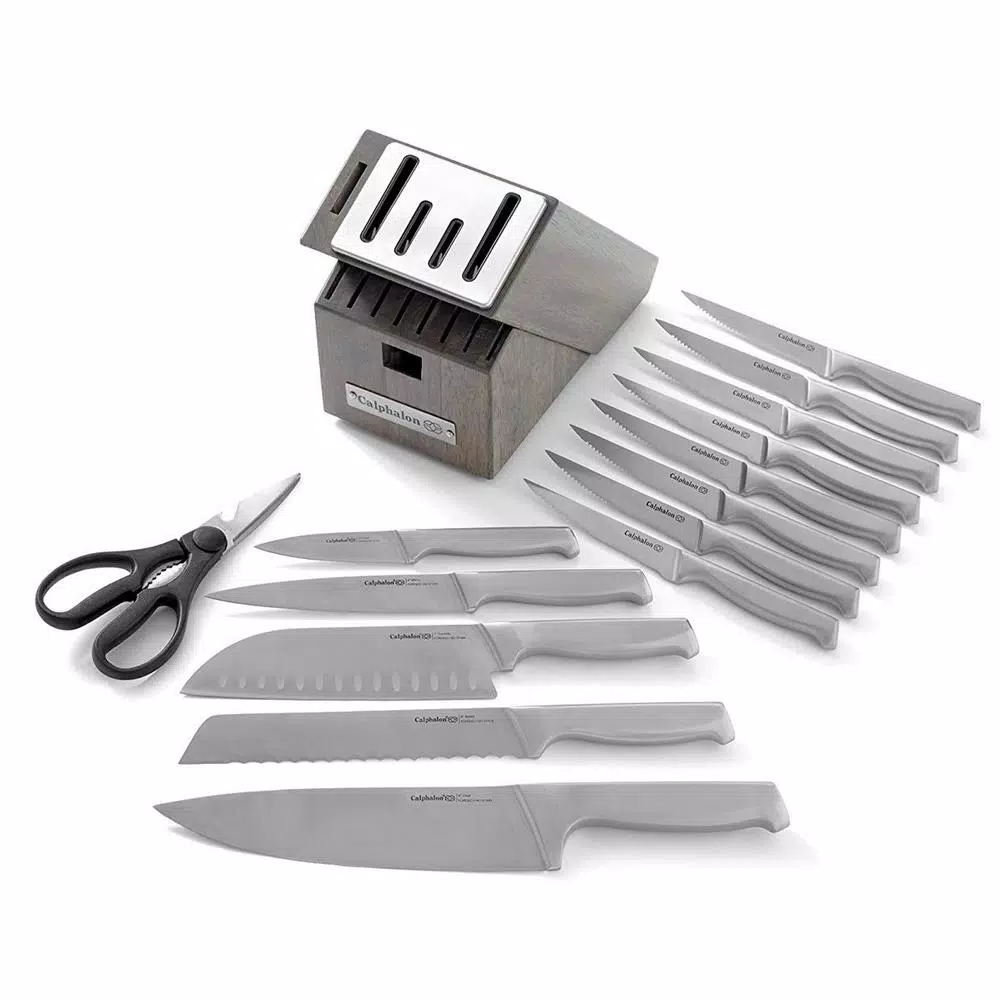 Calphalon 15-Piece Self-Sharpening Stainless Steel Cutlery Knife and Block Set with SharpIN Technology