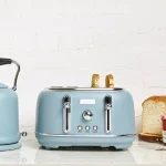 Haden Highclere 4-Slice Wide Slot Retro Toaster, Pool Blue thumbnail 2