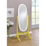 ORE International Modern Canary Yellow and White Oval Wood Tilting Cheval Standing Mirror, 59.25 in. thumbnail 2