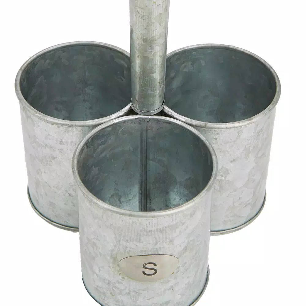 Mind Reader 3-Section Galvanized Metal Utensil Caddy & Silverware Organizer