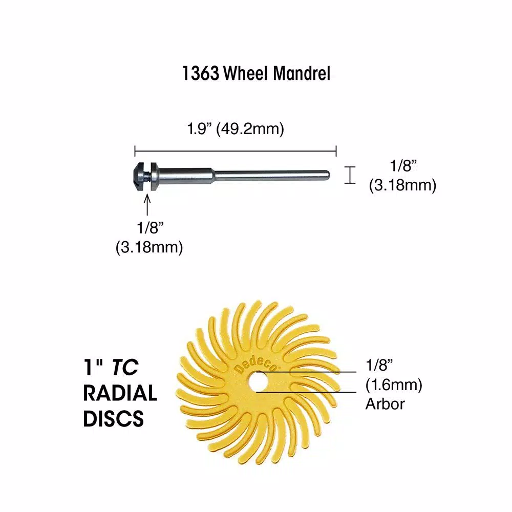 Dedeco Sunburst 5/8 in. Radial Discs, 220-Grit Ceramic Abrasive, 12-Pack