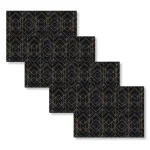 Unbranded MHF Home Mid-Century Modern Diamond Geometric Placemat Set, Black and Gold, 4-Pack thumbnail 1
