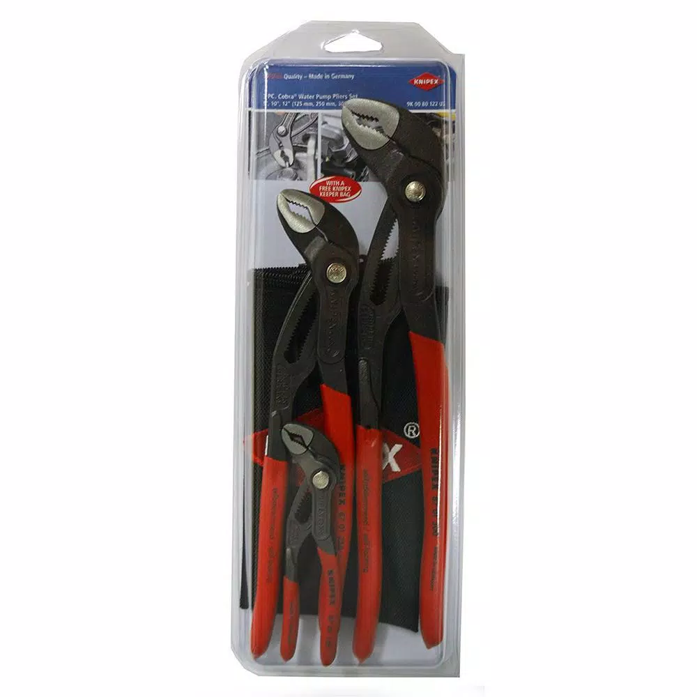 Knipex Cobra Box Joint Pliers Set with Storage Pouch, 3-Piece (5 in., 10 in., 12 in.)